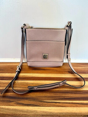 Dooney & Bourke Taupe Pebbled Leather Crossbody Bag